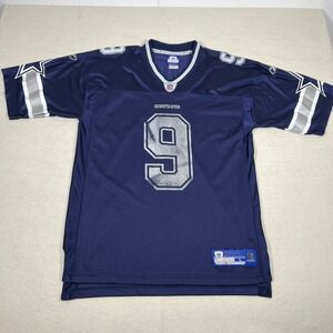 Dallas Cowboys Jersey Mens Large Blue‎ NFL Football Tony Romo #9 Reebok Shirt